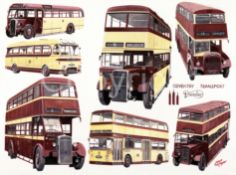 Coventry Transport Nostalgic Montage Large Metal Wall Art.