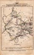 Cumbria-Warwickshire John Cary’s 1792 Antique Coloured Engraved Map.