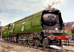 Pacific 34051 Battle of Britain Winston Churchill Steam Train Metal Wall Art.