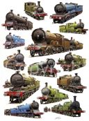 Scottish Railways Locomotives Montage Large Metal Wall Art