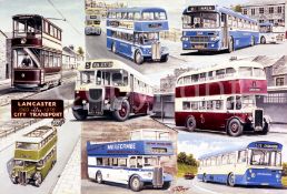 Lancaster City Transport Montage Large Metal Wall Art.