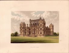 Wollaton Hall Nottingham Gilt-Edge Coloured Antique Book Plate.