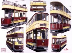 Warrington Corporation Tramways Montage Large Metal Wall Art.