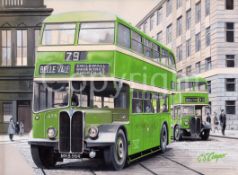 Liverpool 1960's Bus leaving Chapel Street Large Metal Wall Art.
