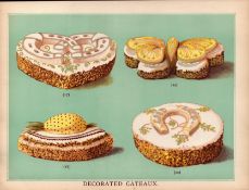 Gateaux Cakes 5 T Percy Lewis AG Bromley Antique Chromolithograph Print