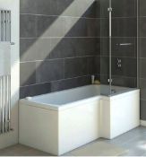 Brand New Bathstore Lena Right Hand Shower Bath with Screen - 1700 x 850mm RRP £480 **No Vat**