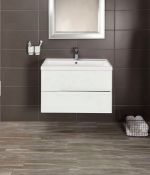 Brand New Boxed Vermont 800mm Wall Hung Vanity Unit with Basin - Gloss White RRP £600 **No Vat**