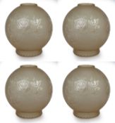 4 x Acid Etched Globular Glass Lampshades