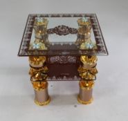 Indian Inspired Glass Square Occasional Lamp Table