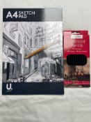 A4 Sketch Pads and Charcoal Pencils