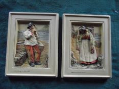 2 X Vintage Bossons Hand Painted Plaques - as new in original boxes - Produced from 1981 to 1992