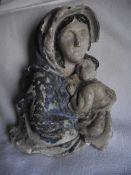 Antique Madonna & Child Wall Hanging Figure - 11 3/4