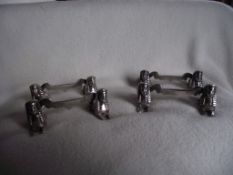 4 X Antique Egyptian Sphinx Knife Rests - Silver plate - no makers name.