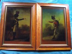 Pair Of Reverse Painted Prints -