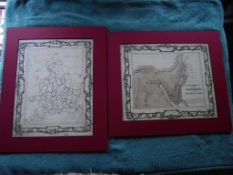 2 X Mid 19th Century hand drawn maps drawn by Jane Edwards - 1860