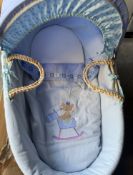 Brand New Boxed Wicker Moses Basket Blue