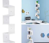 Tiers Zig Zag Wall Corner Shelf Unit Wall Mounted Wood Shelving Bookcase Storage Display Organizer