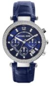 Michael Kors MK2384 Ladies Blue Leather Strap Parker Chronograph Watch