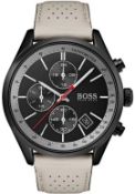 Hugo Boss 1513562 Men's Grand Prix Leather Strap Quartz Chronograph Watch