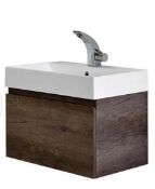 Brand New Boxed Bathstore Mino 600mm Basin & Wall Hung Vanity Unit - Nebraska Oak RRP £245 **No V...