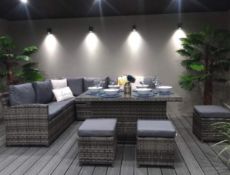 Brand New Boxed Grey Outdoor Rattan Furniture Set - Dining Set with Rise and Fall Table **No Vat*...