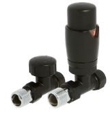 Brand New Boxed Bathstore Black Straight Thermostatic Radiator Valve & Lockshield Set RRP £70
