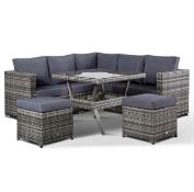 Brand New Boxed Grey Corner Outdoor Rattan Furniture Set - Dining Set **No Vat**