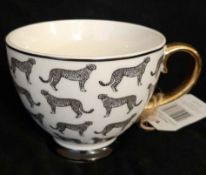 1 x Leopard Print Footed Mug With Golden Handle