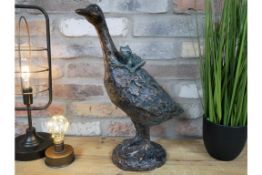 Duck and Frog Garden or Home Ornament