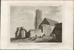 Castledermot Church & Tower Co Kildare F. Grose 1792 Antique Copper Block Engraving.