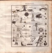 Mechanics 3 Detailed Diagram 1799 George III Antique Copper Engraving.