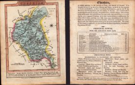 Cheshire Engraved Hand Coloured George IV. Map & Text.