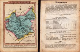 Leicestershire Engraved Hand Coloured George IV Map & Text.