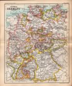 The German Empire Double Sided Coloured Victorian Antique 1896 Map.