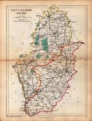 Antique Railway Map of Nottinghamshire Drawn & Engraved by John Emslie.