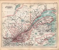 Canada Quebec Province Double Sided Coloured Victorian Antique 1896 Map.