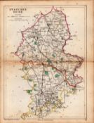 Antique Railway Map of Staffordshire Drawn & Engraved by John Emslie.