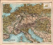 Central Europe & Malta Double Sided Victorian Antique 1896 Map.