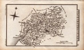 Gloucestershire Antique Copper Engraved George IV Map by Sidney Hall.