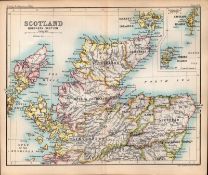 Scotland Northern Area Victorian Coloured Double Sided Antique 1896 Map.