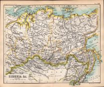 Siberia Region Double Sided Coloured Victorian Antique 1896 Map