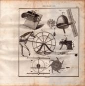 Mechanics 1 Detailed Diagram 1799 George III Antique Copper Engraving.