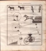Wheel Carriages 2 Detailed Diagram 1799 Copper Engraving.