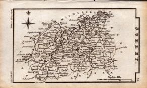 Surrey Antique Copper Engraved George IV Map by Sidney Hall.