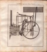 Steam Engine Detailed Diagram 1799 George III Antique Copper Engraving.