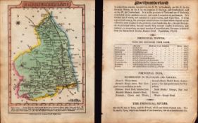 Northumberland Engraved Hand Coloured George IV Map & Text.
