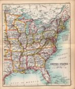 USA Eastern Division Double Sided Coloured Victorian Antique 1896 Map.