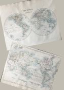 Antique Coloured Detailed Map the Hemispheres Globe & World Charts
