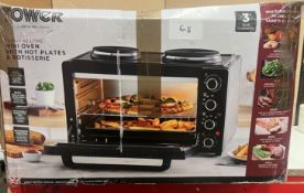 Tower Mini Oven with Hot Plates and Rotisserie. RRP £250 - GRADE U