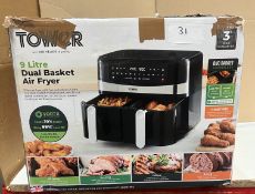Tower 9L Dual Basket Air Fryer. RRP £250 - GRADE U